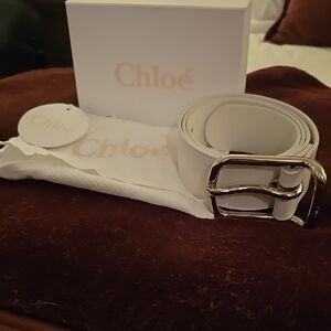 Chloe White Leather Belt Accessories